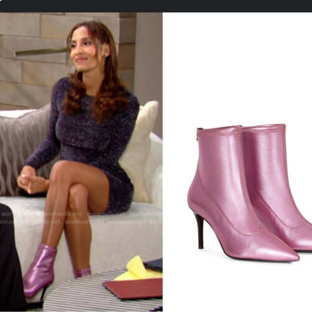 NEW Guisseppe zanoti Mirea Pink Metallic Italian Leather booties size 37 US 7‎